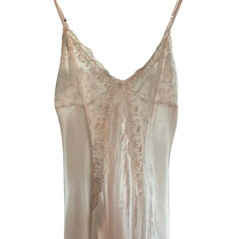 🤘🏼Vintage Grunge Goddess Satin & Lace Front Slit Slip/Slipdress - Picture 6 of 13